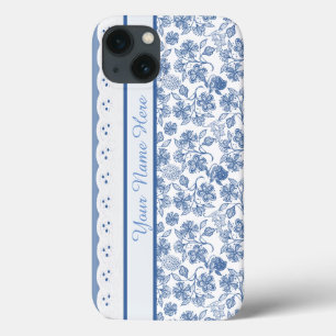 Benutzerdefinierte Indigo-Blumen-Faux-Spitze-iPhon Case-Mate iPhone Hülle