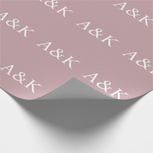 Benutzerdefinierte Initialen auf Staubrose Mauve H Geschenkpapier