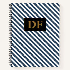 Benutzerdefinierte Initialen Blau/Weiß Streifen-No Notizbuch