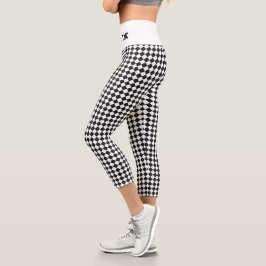 Benutzerdefinierte Initialen für Schwarz-weiße Sch Capri Leggings