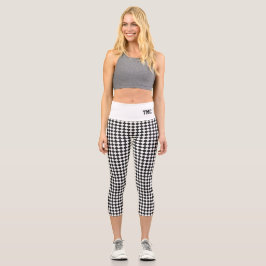 Benutzerdefinierte Initialen für Schwarz-weiße Sch Capri Leggings