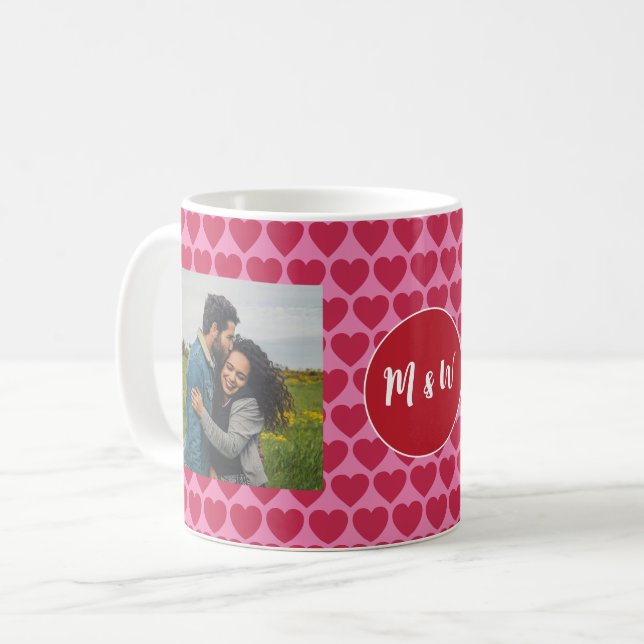 Benutzerdefinierte Initialen I Liebe Sie 2-Foto Kaffeetasse (Vorderseite Links)