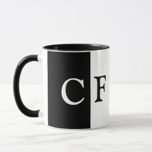 benutzerdefinierte Initialen in Schwarzweiß Tasse