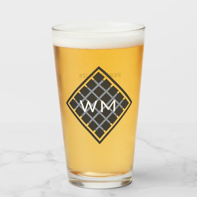 Benutzerdefinierte Initialen Moderne Elegant Manly Glas (Vorne (Gefüllt))