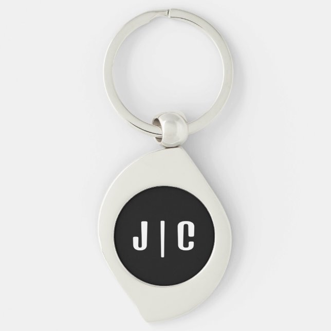 Benutzerdefinierte Initialen Monogram Minimalistis Schlüsselanhänger (Vorderseite)
