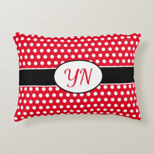 Benutzerdefinierte Initialen Polka Dot Dekokissen
