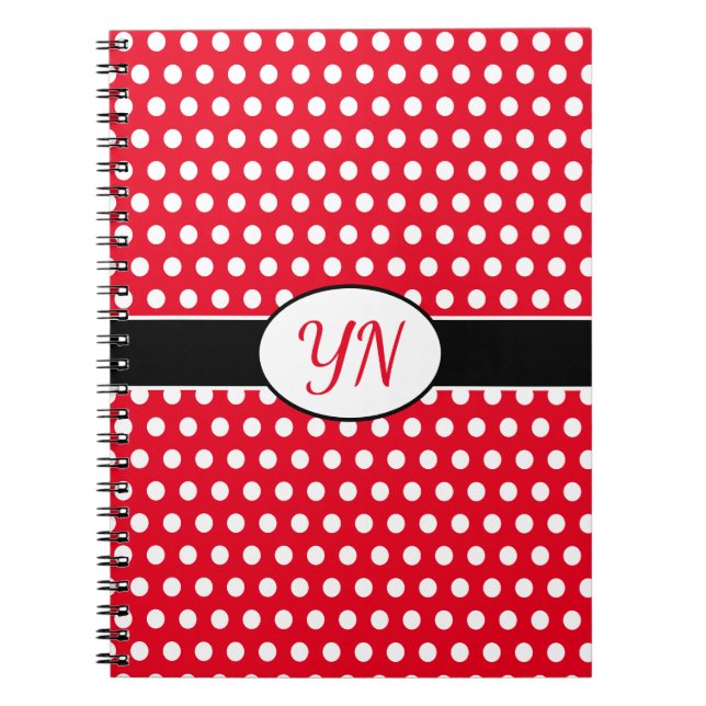 Benutzerdefinierte Initialen Polka Dot Notizblock (Vorderseite)