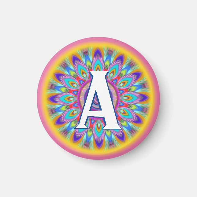 Benutzerdefinierte Initialen Psychedelic Kühlschra Magnet (Vorne)