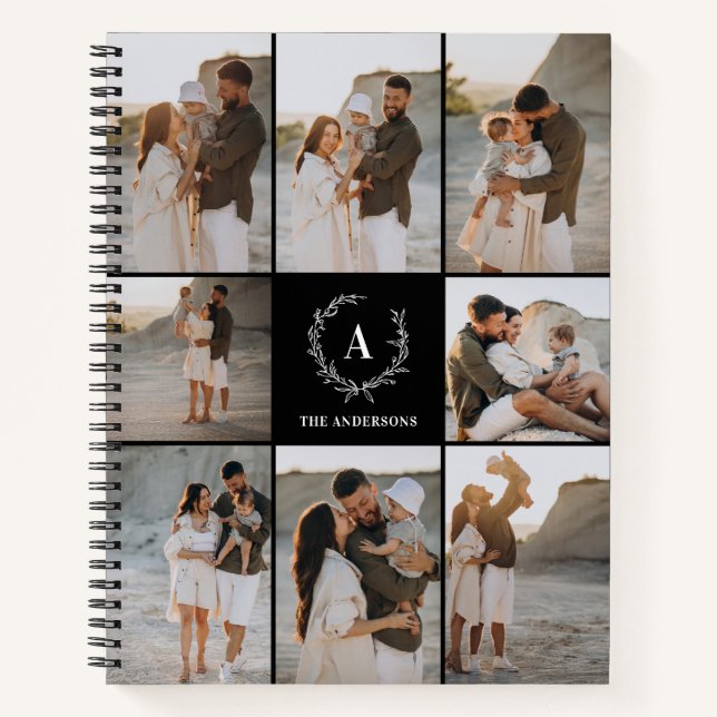 Benutzerdefinierte Initials Elegante Monogramm-Fot Notizbuch (Vorderseite)