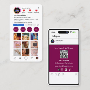 Benutzerdefinierte Instagram-Geschäftskarte Soci Visitenkarte