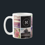 Benutzerdefinierte Instagramm-8-Foto-Tasse Kaffeetasse<br><div class="desc">Maßgeschneiderte Tasse mit Platz für 8 quadratische Fotos und ein Monogramm.</div>