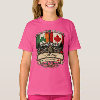 Benutzerdefinierte Irische Kanadische Flagge Stadt T-Shirt