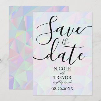 Benutzerdefinierte irisierende geometrische Hochze Save The Date