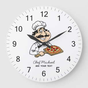 Benutzerdefinierte italienische Pizzeria Pizza Küc Große Wanduhr