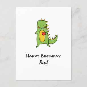 benutzerdefinierte Jungen Dinosaurier-Happy Geburt Postkarte
