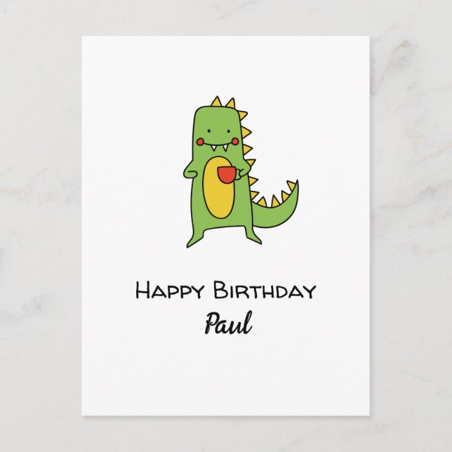 benutzerdefinierte Jungen Dinosaurier-Happy Geburt Postkarte (Vorderseite)