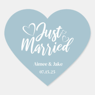 Benutzerdefinierte Just Married Herz-Aufkleber