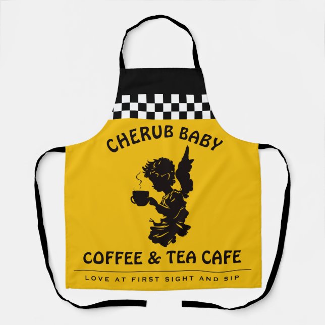 Benutzerdefinierte Kaffeecafé-Engel-Café-Mitarbeit Schürze (Vorderseite)