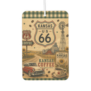 Benutzerdefinierte Kansas Route 66 Auto-Trip-Kaffe Autolufterfrischer