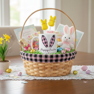 Benutzerdefinierte karierte Hasenohren Ostern Kaffeetasse