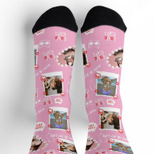 Benutzerdefinierte Katzenfoto-Collage-Socken mit N