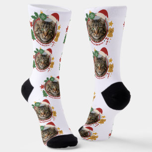 Benutzerdefinierte Katzenfoto-Muster-Weihnachtsges Socken