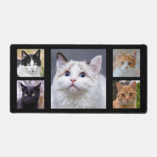 Benutzerdefinierte Katzenfotos auf Schwarz Schreibtischunterlage