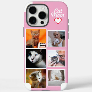 Benutzerdefinierte Katzenmutter-Foto-Collage Rosa iPhone 16 Pro Max Hülle