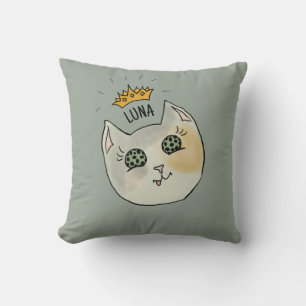 Benutzerdefinierte Katzenname-Kunst - Dicke weiße  Kissen