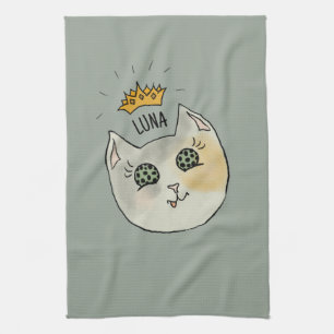 Benutzerdefinierte Katzennamen-Kunst - Dicke weiße Geschirrtuch