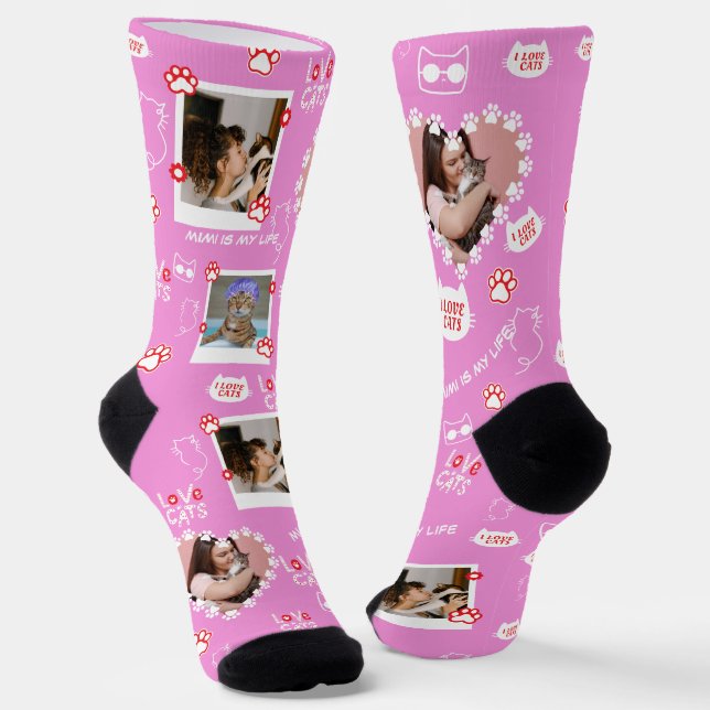Benutzerdefinierte Katzensocken mit Foto - Persona Socken (Gewinkelt)
