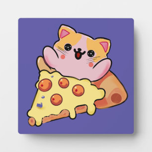 Benutzerdefinierte Kawaii-Katze, die eine Pepperon Fotoplatte