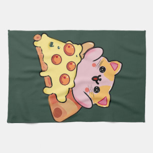 Benutzerdefinierte Kawaii-Katze, die eine Pepperon Geschirrtuch