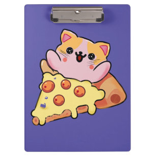 Benutzerdefinierte Kawaii-Katze, die eine Pepperon Klemmbrett