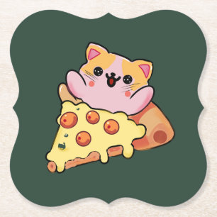 Benutzerdefinierte Kawaii-Katze, die eine Pepperon Untersetzer