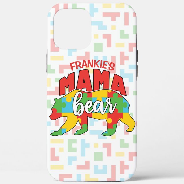 Benutzerdefinierte Kinder NAME Mama Bear Autismus  Case-Mate iPhone Hülle (Rückseite)