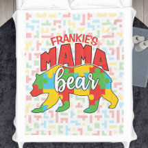 Benutzerdefinierte Kinder NAME Mama Bear Autismus 