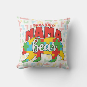 Benutzerdefinierte Kinder NAME Mama Bear Autismus  Kissen