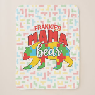 Benutzerdefinierte Kinder NAME Mama Bear Autismus  Sherpadecke
