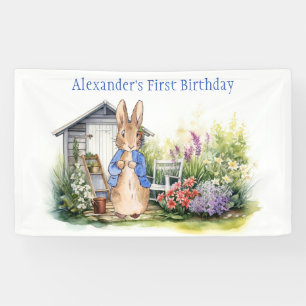 Benutzerdefinierte klassische Hasen-Erstgeburtstag Banner