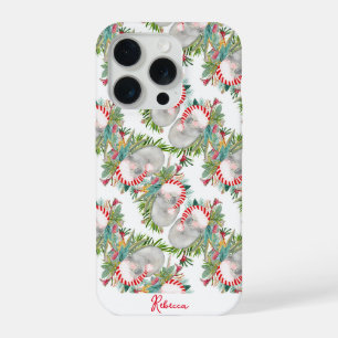 Benutzerdefinierte Koala Weihnachten Weiß iPhone 15 Pro Hülle