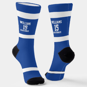 Benutzerdefinierte königliche blaue und weiße Spor Socken