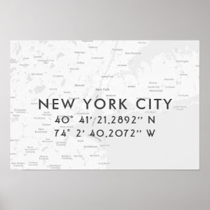 Benutzerdefinierte Koordinaten der New Yorker Stad Poster