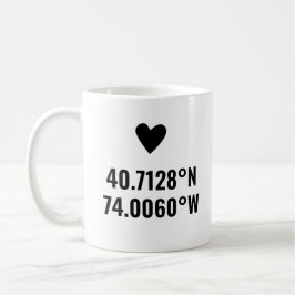 Benutzerdefinierte Koordinaten Längengrad Latitude Kaffeetasse