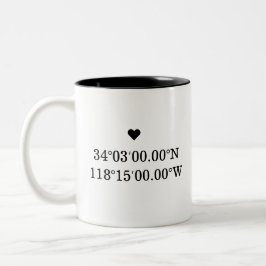 Benutzerdefinierte Koordinaten Längengrad Latitude Zweifarbige Tasse