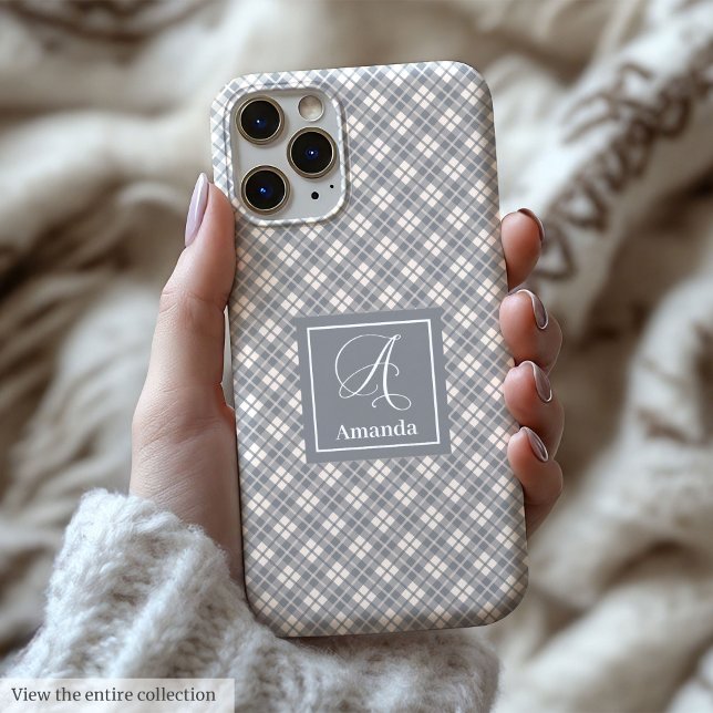 Benutzerdefinierte Korallen-Graue iPhone-Hülle im  Case-Mate iPhone Hülle (Custom Coral Grey iPhone Case Chic Monogram Style)