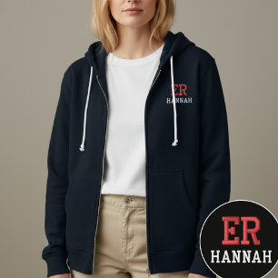 Benutzerdefinierte Krankenschwester Zip Kapuzenjac Bestickter Hoodie