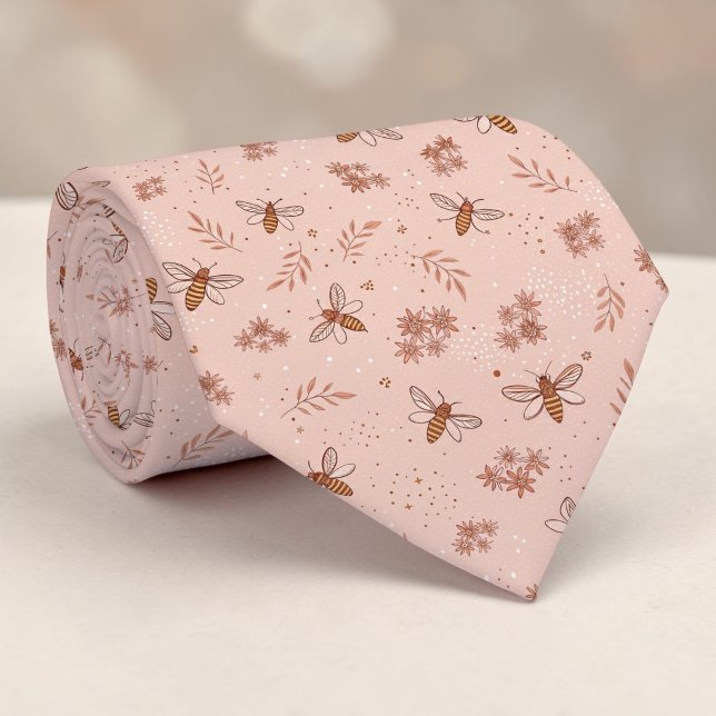 Benutzerdefinierte Krawatte mit rosa Bienenmuster (Von Creator hochgeladen)