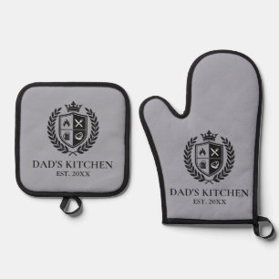 Benutzerdefinierte Küche des Vaters Wappen Crest B Ofenhandschuh & Topflappen-Set