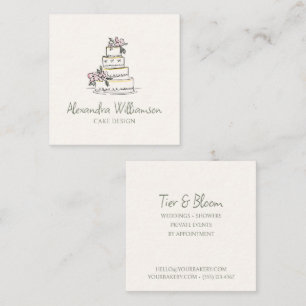 Benutzerdefinierte Kuchen-Designerin Pink Cream Fl Quadratische Visitenkarte